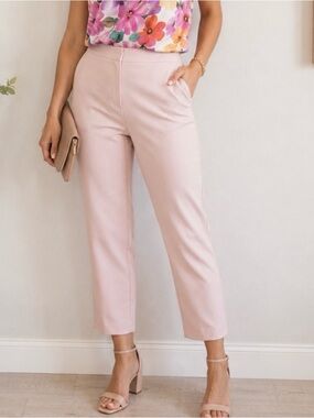 Vince Camuto Women’s Blush Cropped Slim Ankle Pants Slacks Side Zipper Size 12